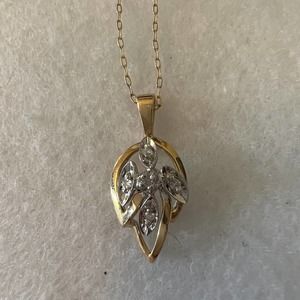 Diamond Pendant 14k Yellow Gold 16" Necklace